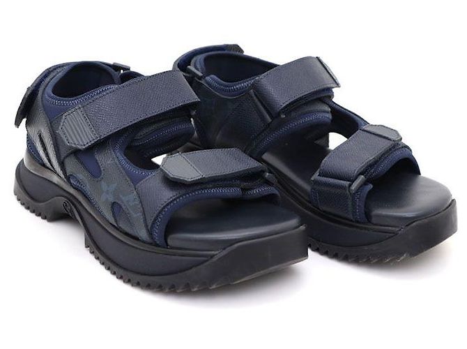 Louis Vuitton Taiga Leather Monogram Strap Sandal Blue - view 3
