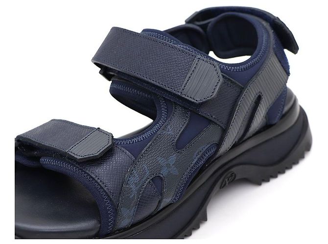 Louis Vuitton Taiga Leather Monogram Strap Sandal Blue - view 6