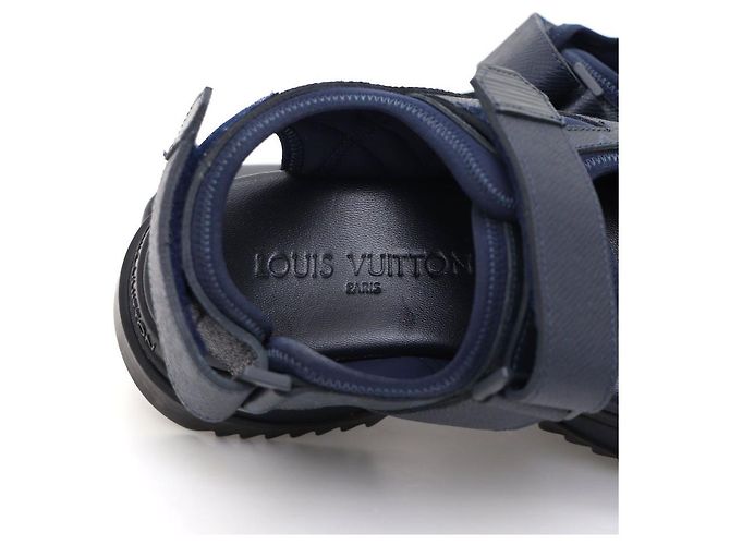 Louis Vuitton Taiga Leather Monogram Strap Sandal Blue - view 7