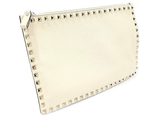 Valentino Clutch Stampal Alce in pelle di vitello avorio con Rockstud dorati Bianco - vista 2