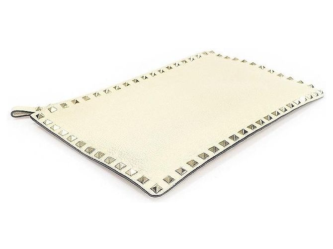 Valentino Clutch Stampal Alce in pelle di vitello avorio con Rockstud dorati Bianco - vista 3
