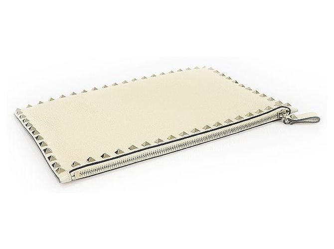 Valentino Clutch Stampal Alce in pelle di vitello avorio con Rockstud dorati Bianco - vista 4