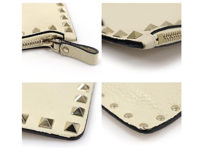 Valentino Clutch Stampal Alce in pelle di vitello avorio con Rockstud dorati Bianco - vista 6