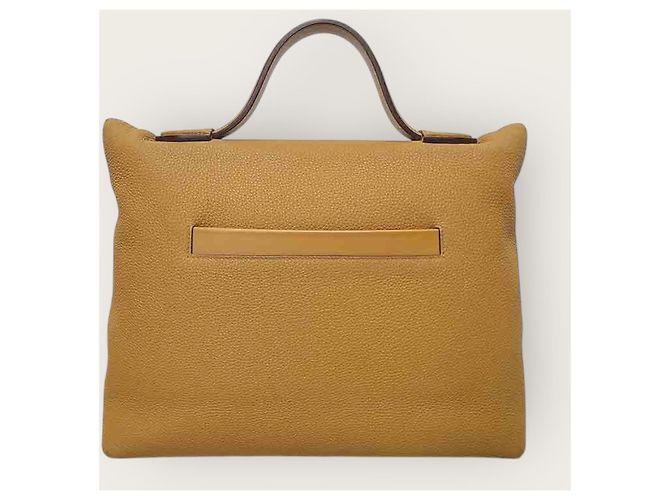 Hermès Borsa Kelly in Alligator Togo Swift Oro Caramello Marrone - vista 6