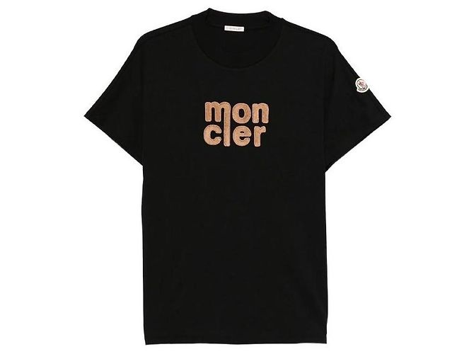 Moncler Teddy Logo Baumwoll-T-Shirt Schwarz Orange - Ansicht 2