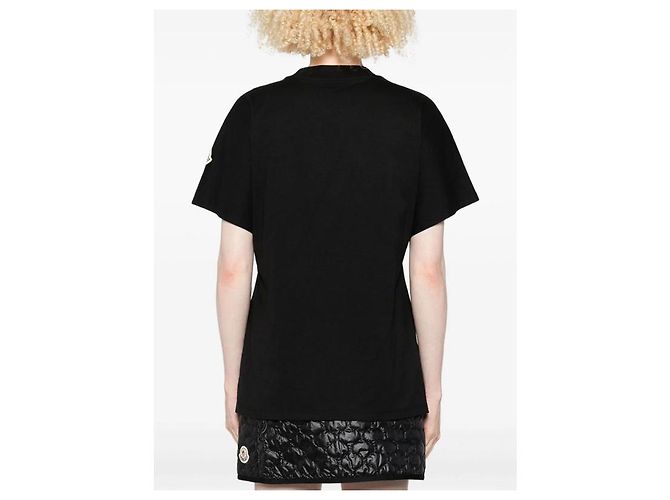 Moncler Teddy Logo Baumwoll-T-Shirt Schwarz Orange - Ansicht 3