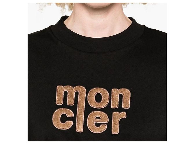 Moncler Teddy Logo Baumwoll-T-Shirt Schwarz Orange - Ansicht 4