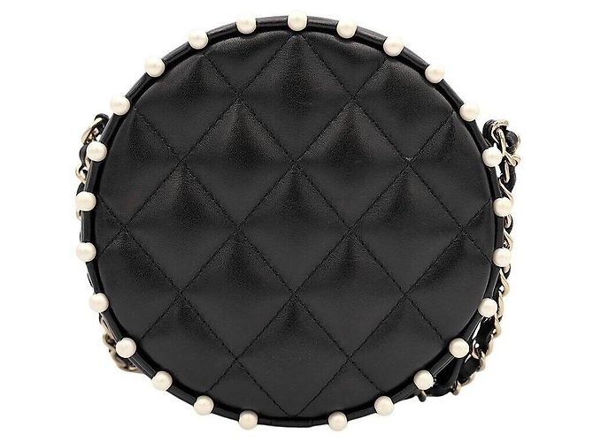 Chanel Borsa a tracolla Tambourine in pelle di agnello con perle Nero - vista 2