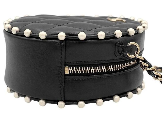Chanel Borsa a tracolla Tambourine in pelle di agnello con perle Nero - vista 5