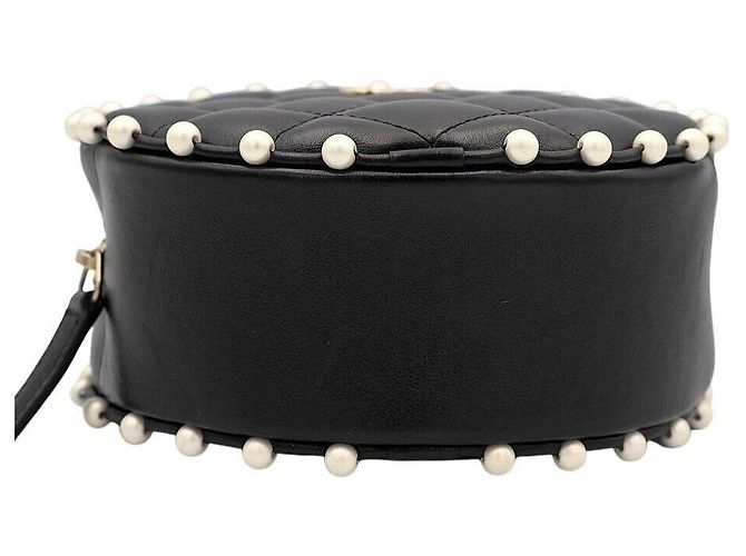 Chanel Borsa a tracolla Tambourine in pelle di agnello con perle Nero - vista 6