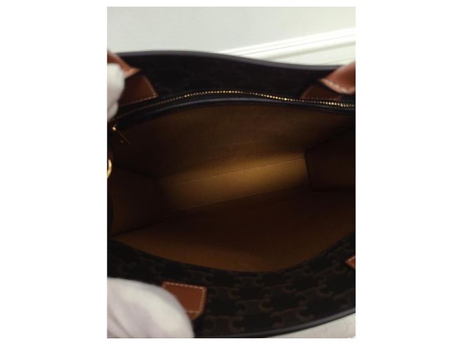 Céline Bolso Tote Vertical Triomphe Canvas Small Castaño - vista 5