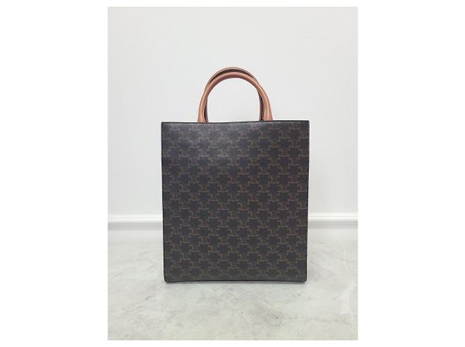 Céline Bolso Tote Vertical Triomphe Canvas Small Castaño - vista 6
