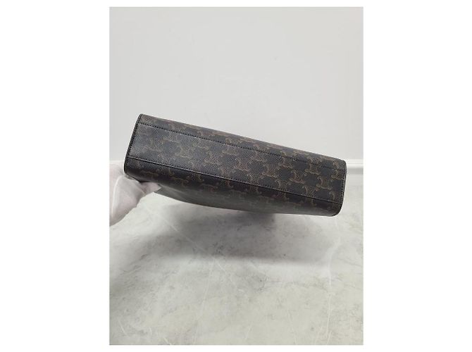 Céline Bolso Tote Vertical Triomphe Canvas Small Castaño - vista 7