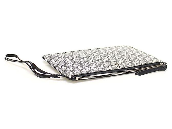 Jimmy Choo Clutch FARA in pelle nera con monogramma JC argento e glitter nero - vista 3