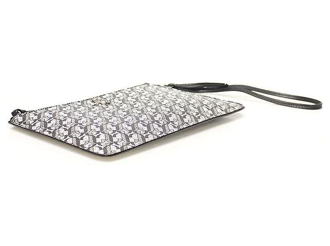 Jimmy Choo Clutch FARA in pelle nera con monogramma JC argento e glitter nero - vista 4
