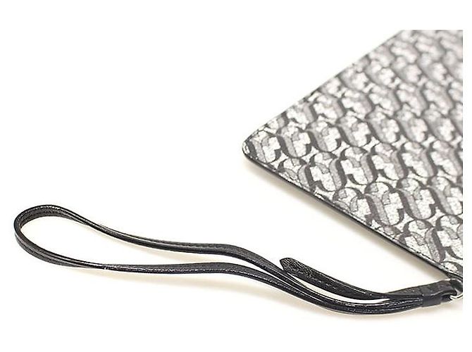 Jimmy Choo Clutch FARA in pelle nera con monogramma JC argento e glitter nero - vista 6
