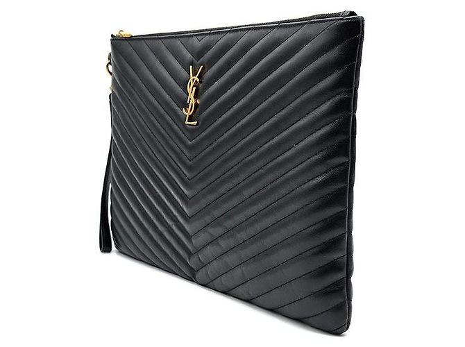 Saint Laurent Clutch Monogram Large Negro - vista 2