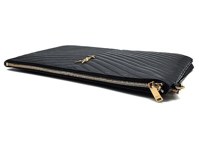 Saint Laurent Clutch Monogram Large Negro - vista 5