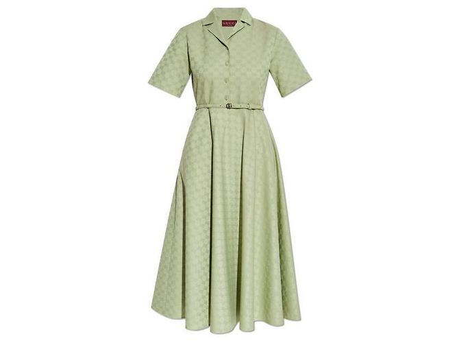Gucci Vestido de gabardina de algodón Verde - vista 3