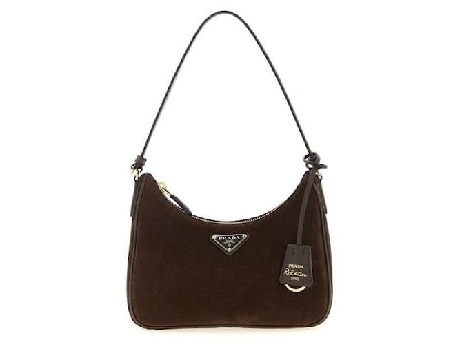 Prada Mini borsa in scamosciato Réedition Marrone - vista 3