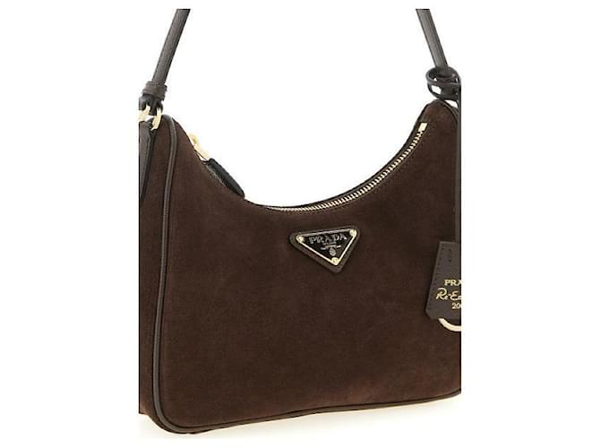 Prada Mini borsa in scamosciato Réedition Marrone - vista 5