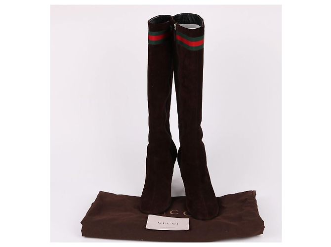 Gucci Botas de ante marrón para mujer Castaño - vista 10