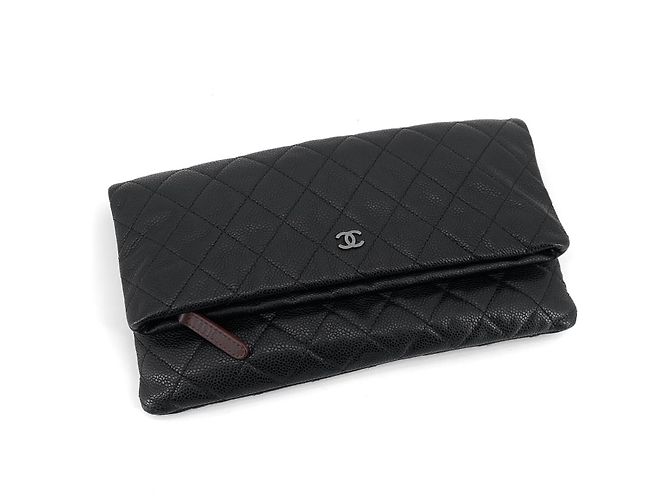 Chanel Clutch pieghevole Caviar argento Nero - vista 2