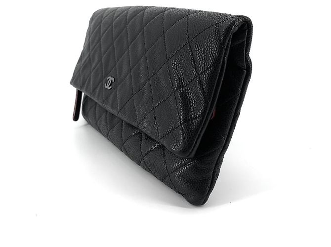 Chanel Clutch pieghevole Caviar argento Nero - vista 4