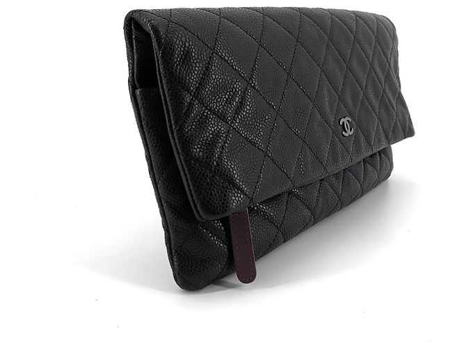 Chanel Clutch pieghevole Caviar argento Nero - vista 5
