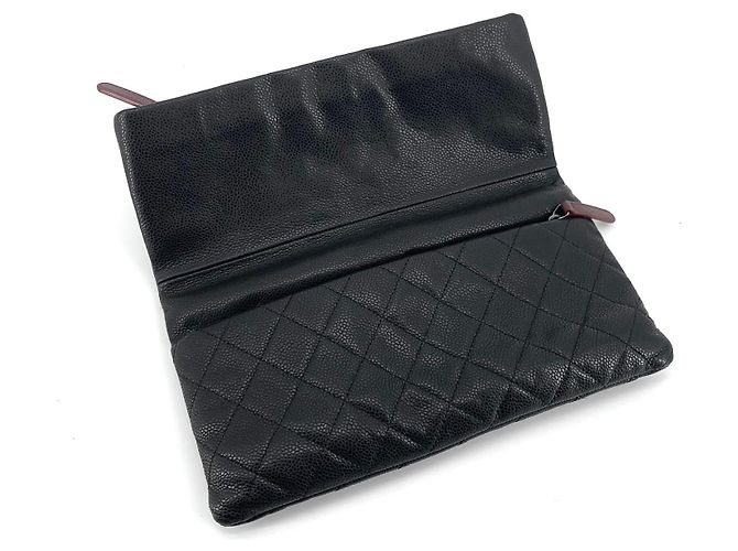Chanel Clutch pieghevole Caviar argento Nero - vista 6