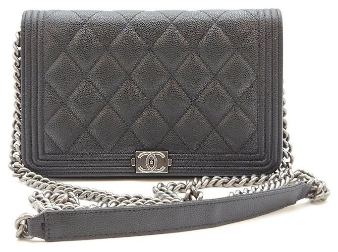 Chanel Boy WOC Caviar Negro Plateado - vista 3