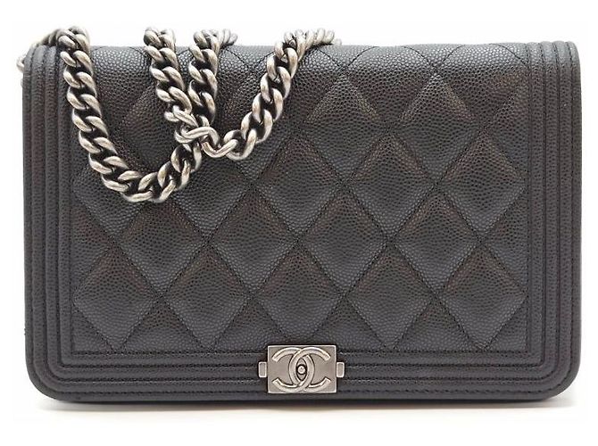 Chanel Boy WOC Caviar Negro Plateado - vista 4