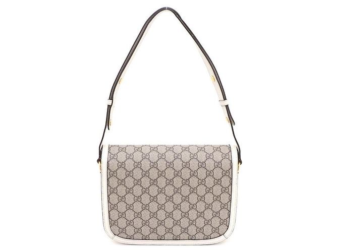 Gucci Borsa a tracolla GG Supreme Canvas Horsebit bianca Marrone - vista 4