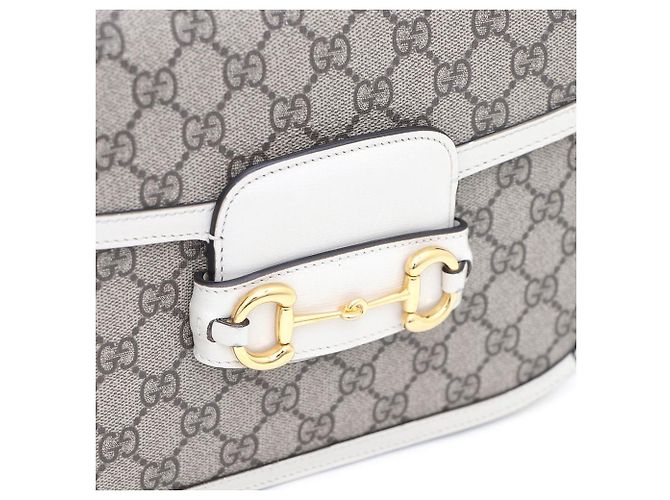Gucci Borsa a tracolla GG Supreme Canvas Horsebit bianca Marrone - vista 6