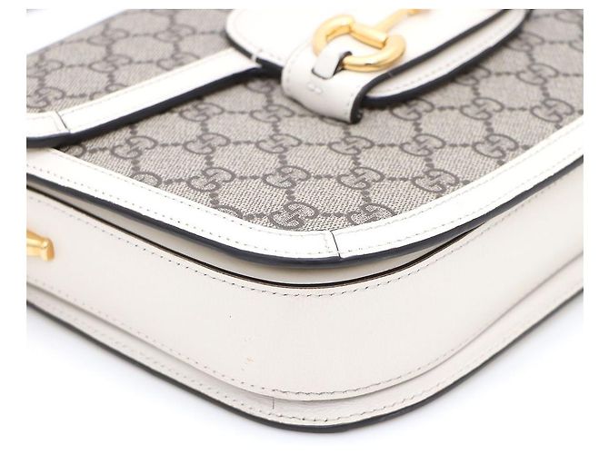Gucci Borsa a tracolla GG Supreme Canvas Horsebit bianca Marrone - vista 7