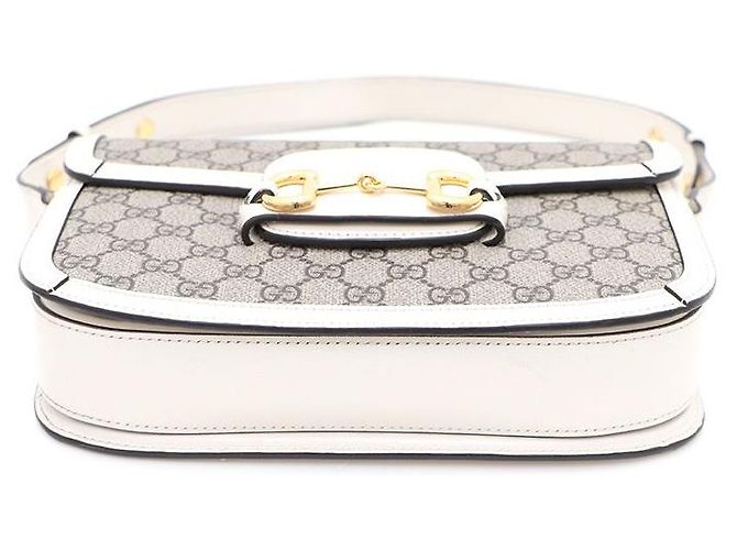 Gucci Borsa a tracolla GG Supreme Canvas Horsebit bianca Marrone - vista 8