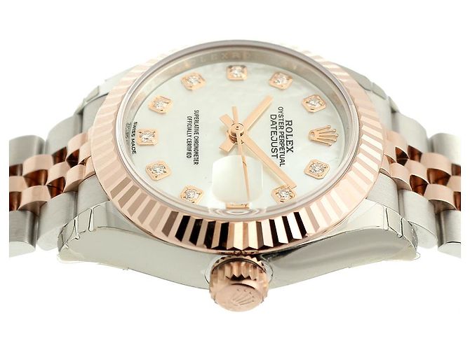 Rolex Orologio Datejust da donna con quadrante in perla rosa e diamanti - vista 11