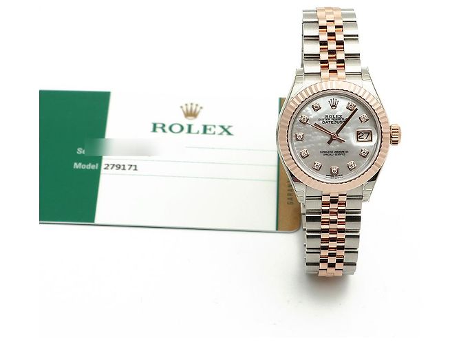 Rolex Orologio Datejust da donna con quadrante in perla rosa e diamanti - vista 2