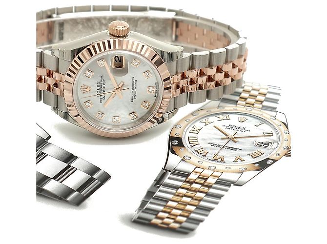 Rolex Orologio Datejust da donna con quadrante in perla rosa e diamanti - vista 21