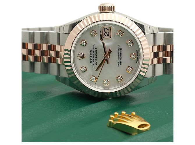 Rolex Orologio Datejust da donna con quadrante in perla rosa e diamanti - vista 25