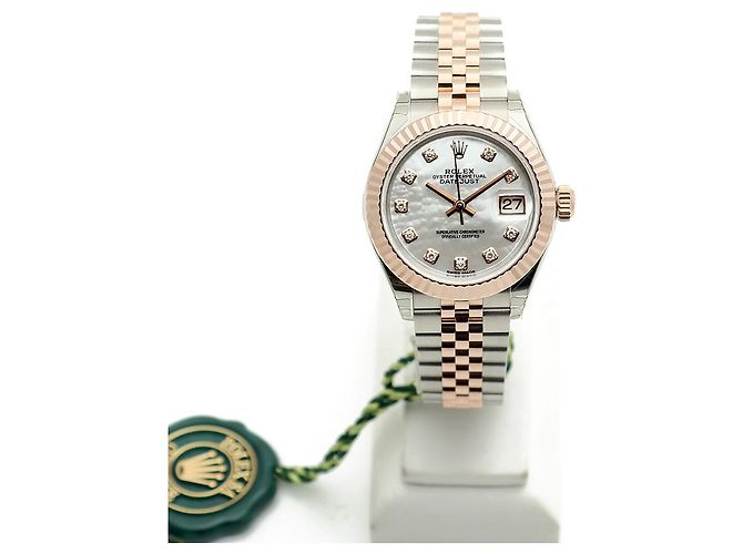 Rolex Orologio Datejust da donna con quadrante in perla rosa e diamanti - vista 4