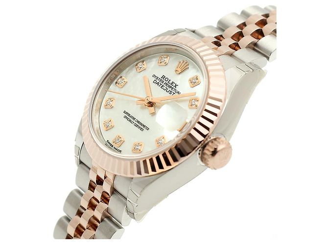Rolex Orologio Datejust da donna con quadrante in perla rosa e diamanti - vista 9