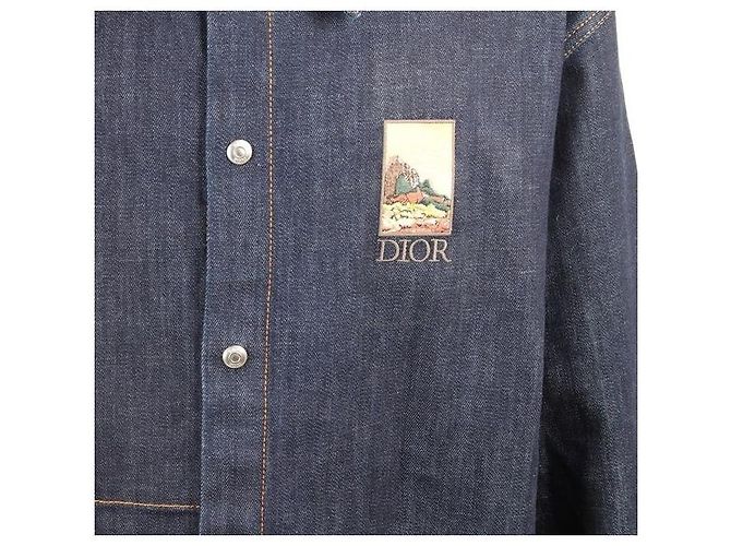 Balenciaga Giacca camicia in denim oversize con logo Kerouac Blu - vista 3