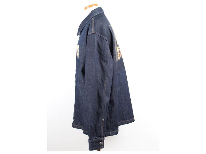 Balenciaga Giacca camicia in denim oversize con logo Kerouac Blu - vista 4