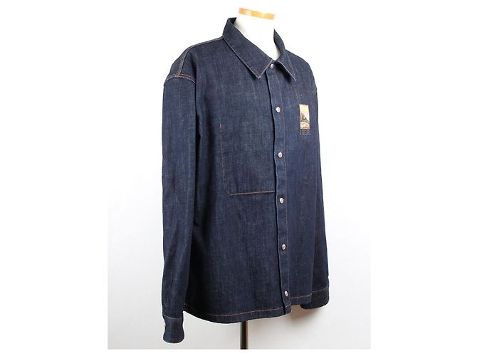 Balenciaga Giacca camicia in denim oversize con logo Kerouac Blu - vista 6