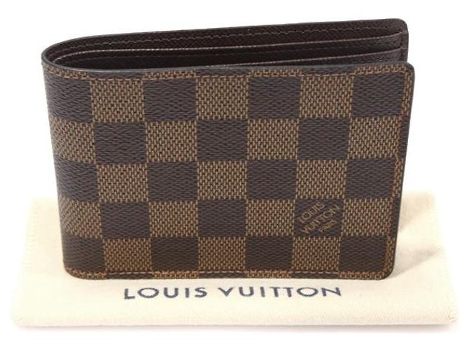 Louis Vuitton Damier Ebene Canvas Multiple Wallet Coin Purse Brown - view 3