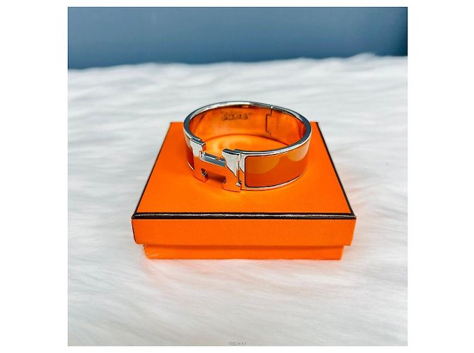 Bracciale Rigido Hermès Logo Orange Click Clack Arancione - vista 2
