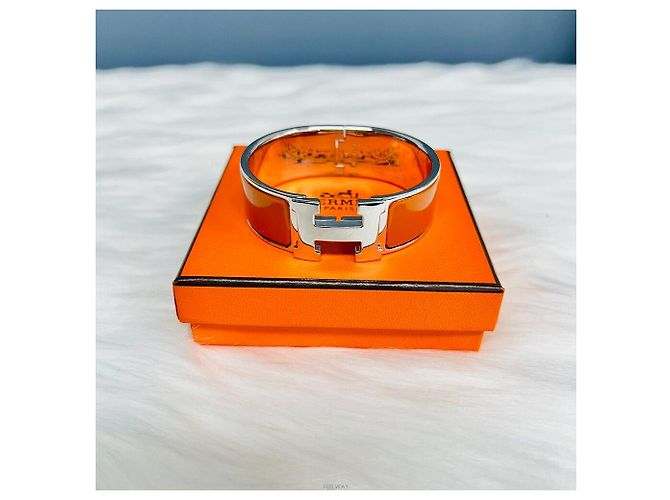 Bracciale Rigido Hermès Logo Orange Click Clack Arancione - vista 3