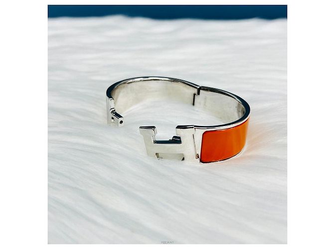 Bracciale Rigido Hermès Logo Orange Click Clack Arancione - vista 5