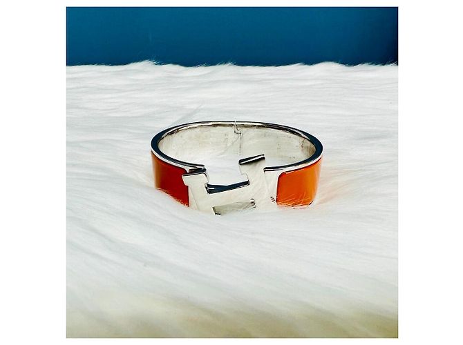Bracciale Rigido Hermès Logo Orange Click Clack Arancione - vista 7